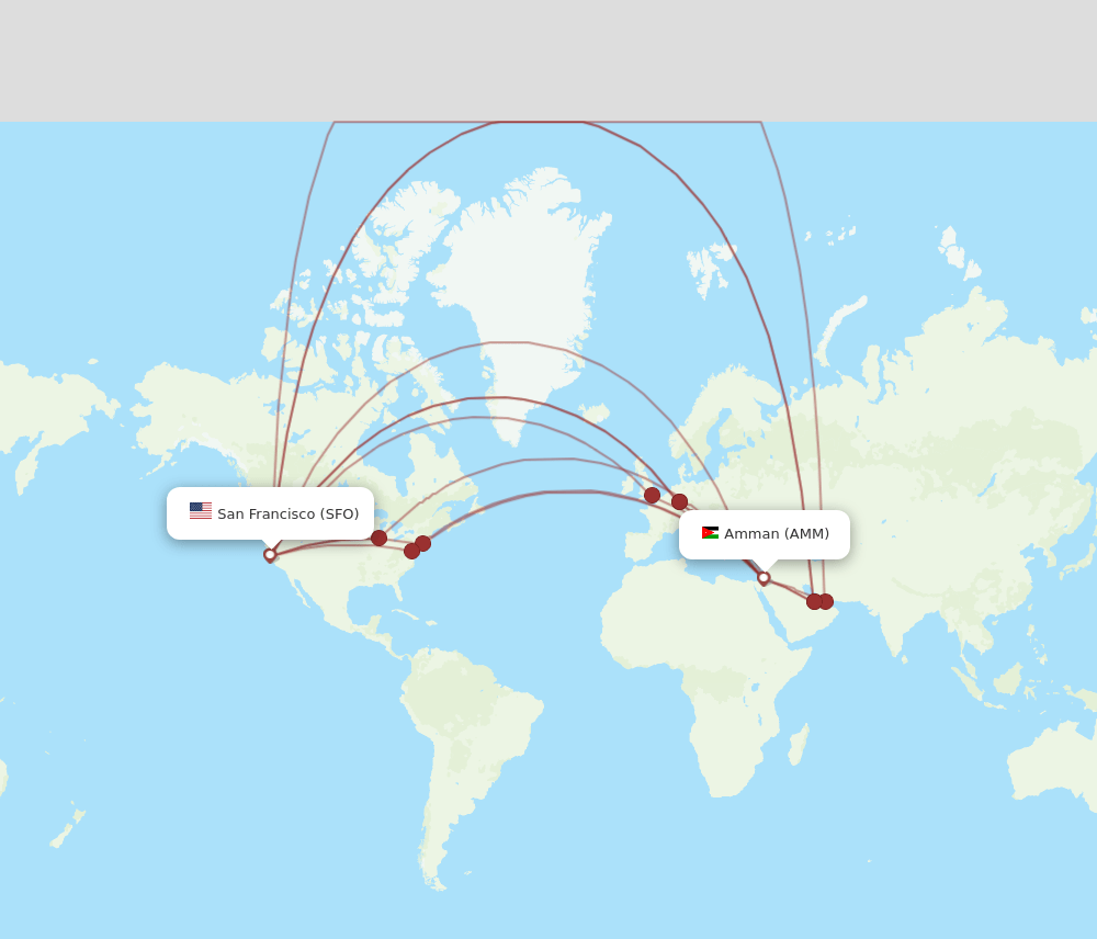 AMM-SFO flight routes