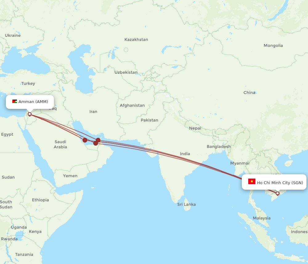 AMM to SGN flights and routes map