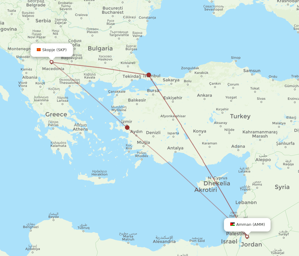 AMM-SKP flight routes