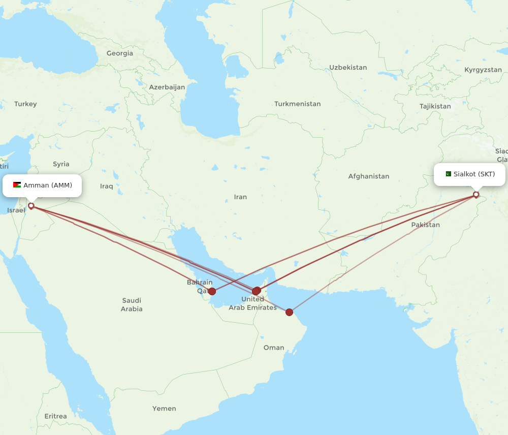 AMM-SKT flight routes