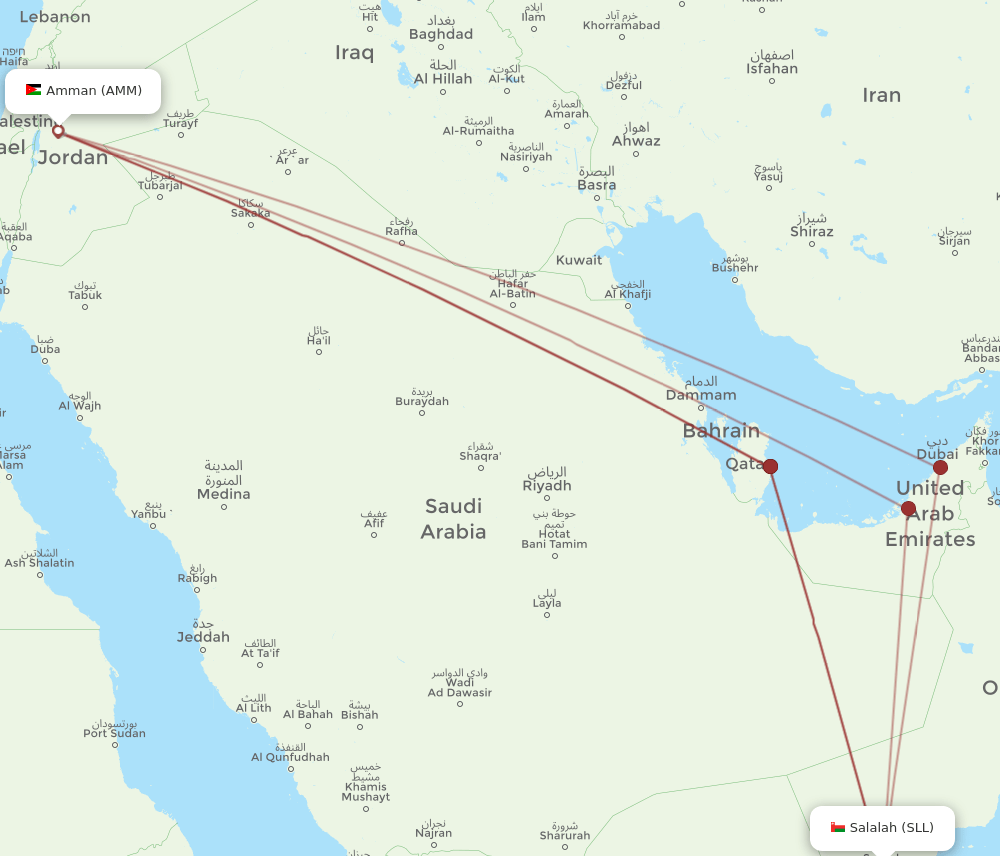 AMM-SLL flight routes