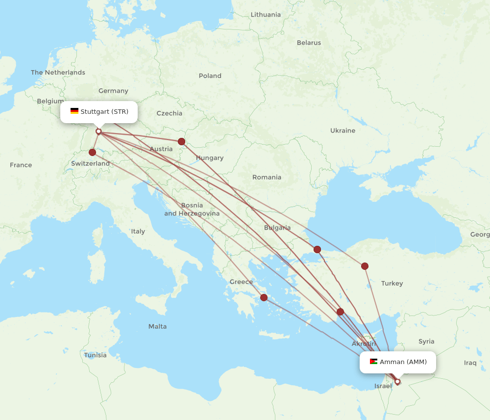 AMM-STR flight routes