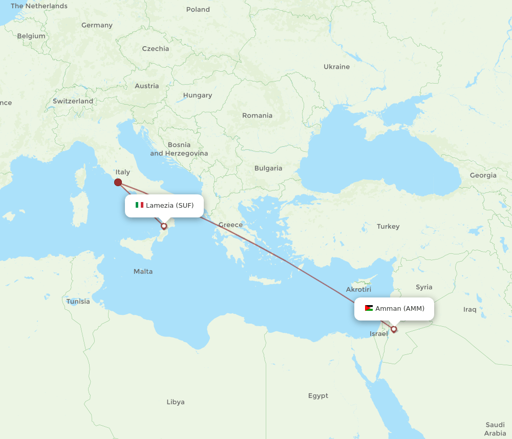 Flights From Amman To Lamezia Terme AMM To SUF Flight Routes