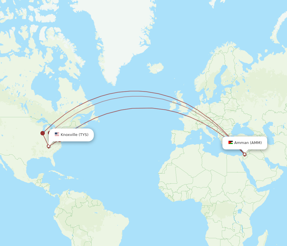 AMM to TYS flights and routes map