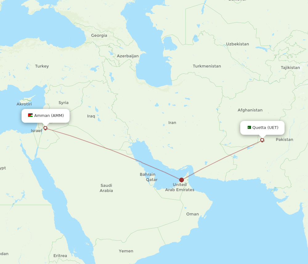 AMM to UET flights and routes map