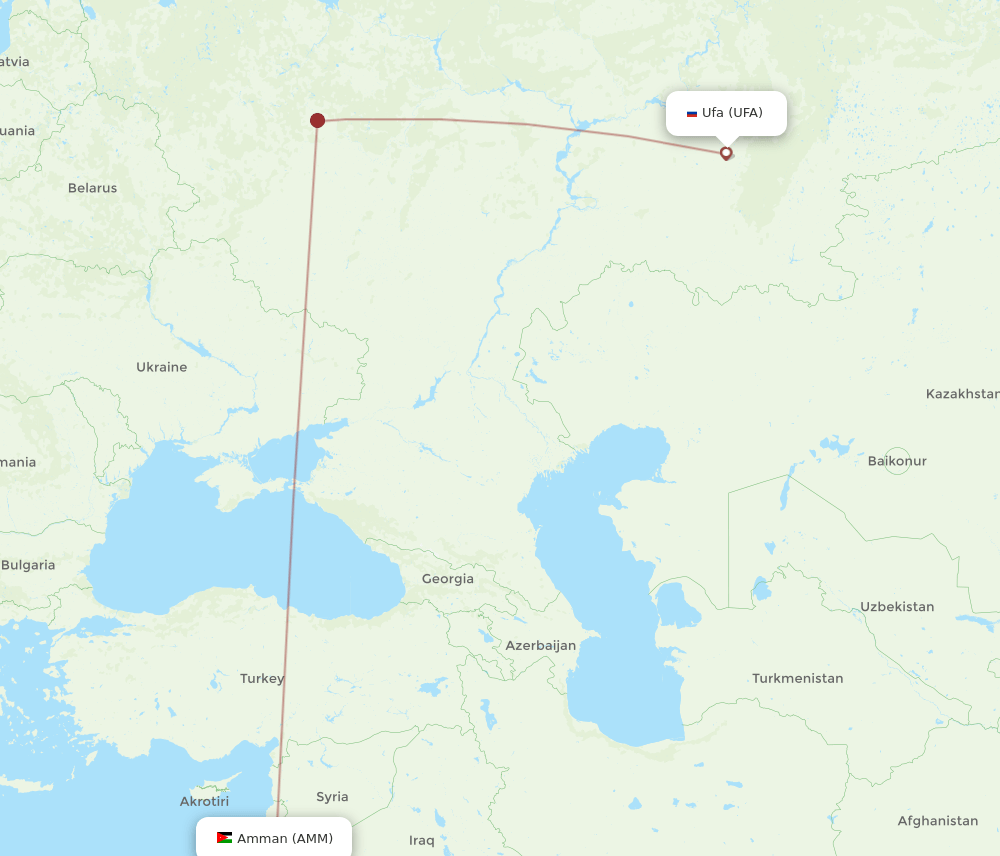 AMM-UFA flight routes