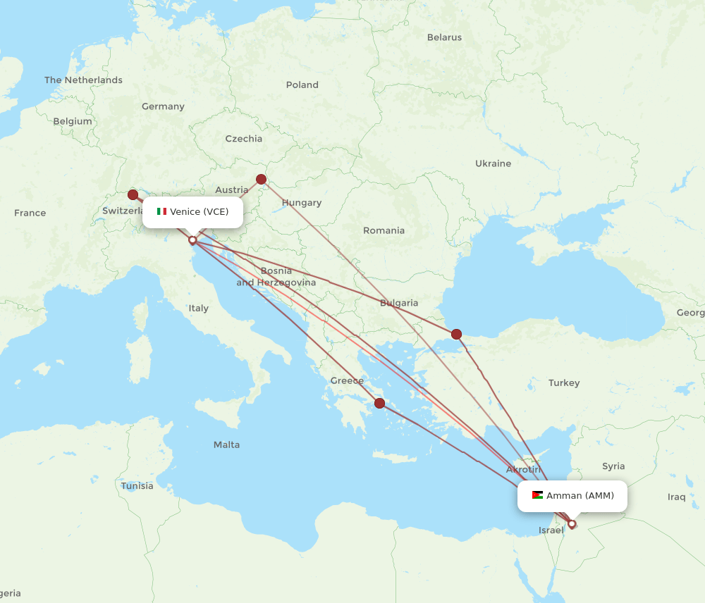 AMM-VCE flight routes