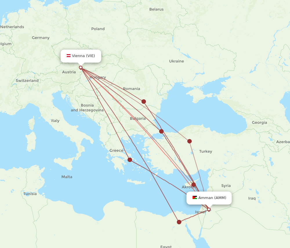 AMM-VIE flight routes