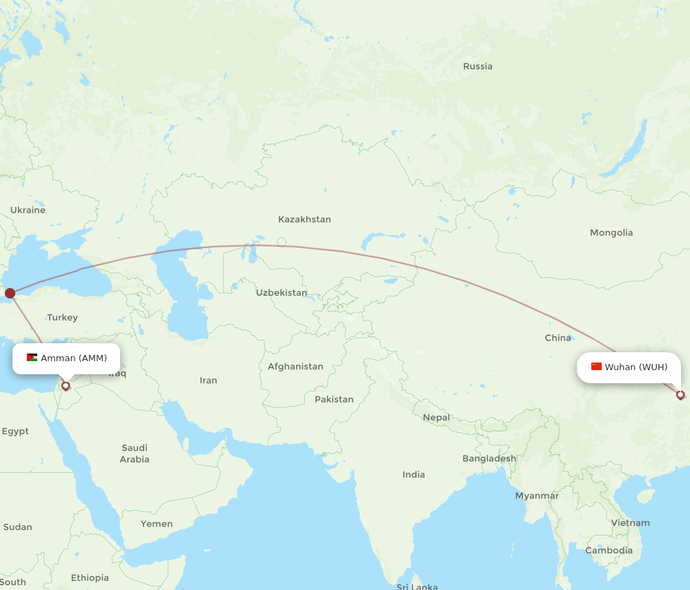 AMM-WUH flight routes