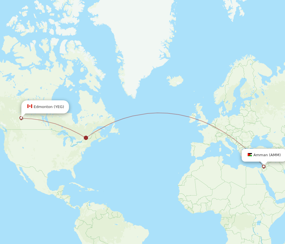 AMM to YEG flights and routes map