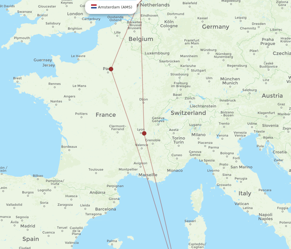 AMS-AAE flight routes