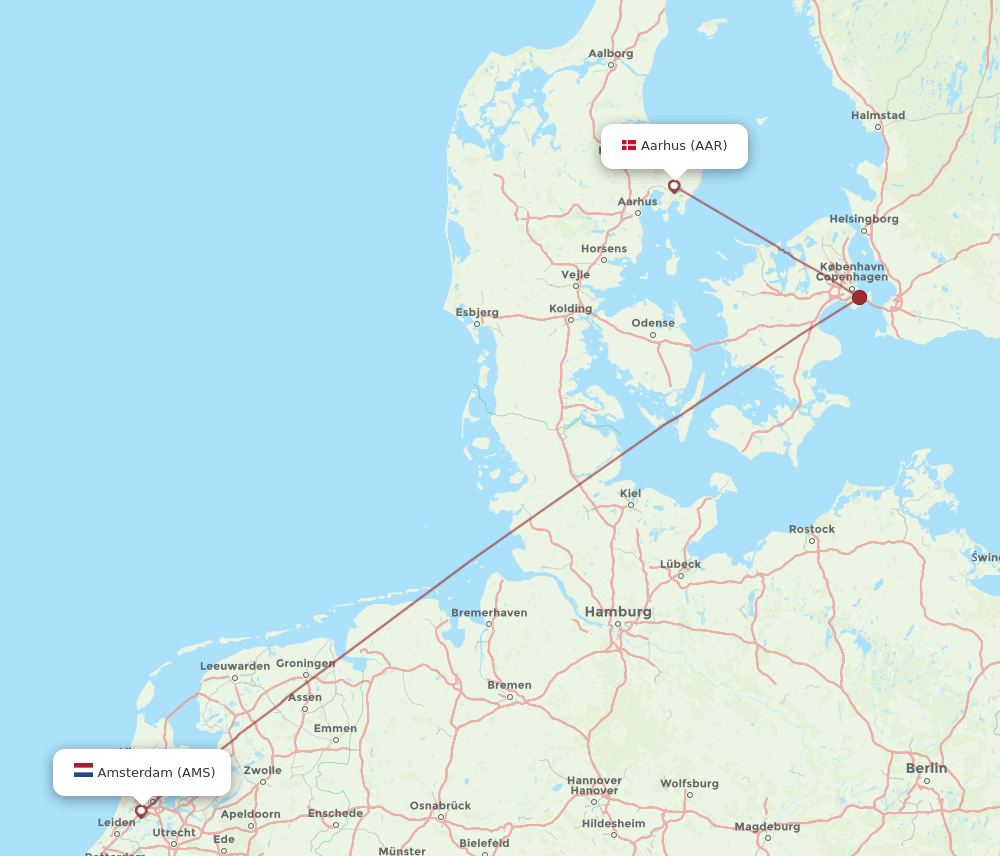 AMS-AAR flight routes