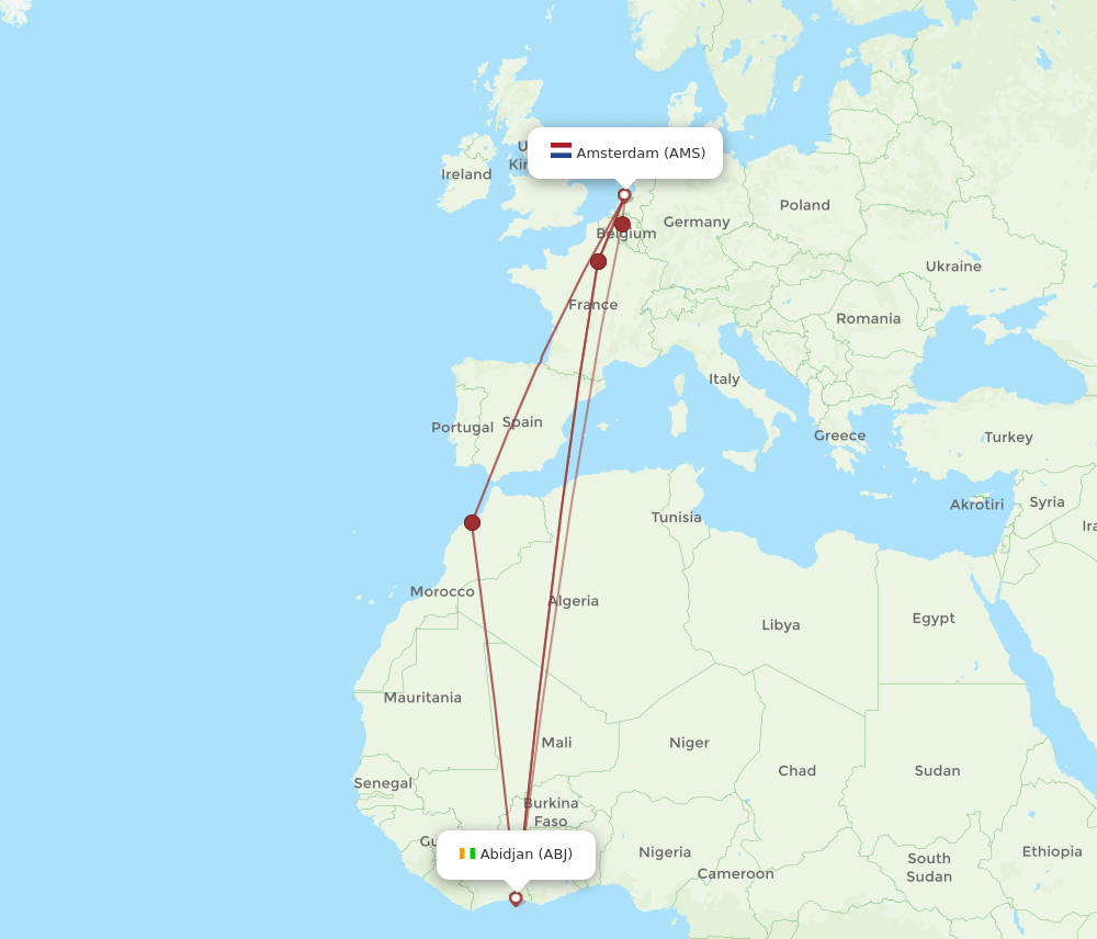 AMS-ABJ flight routes