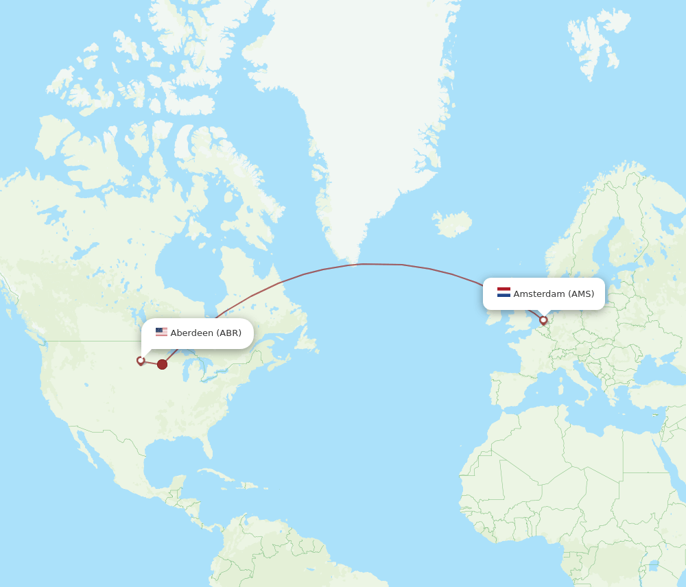 AMS to ABR flights and routes map
