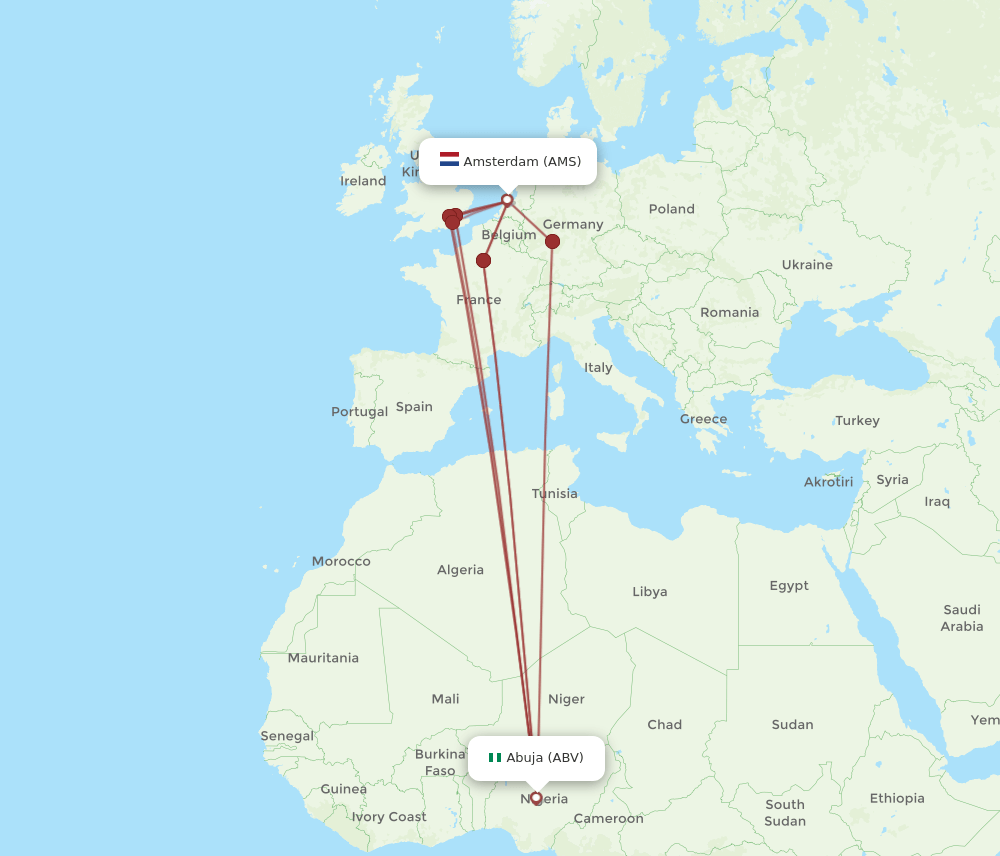 AMS-ABV flight routes