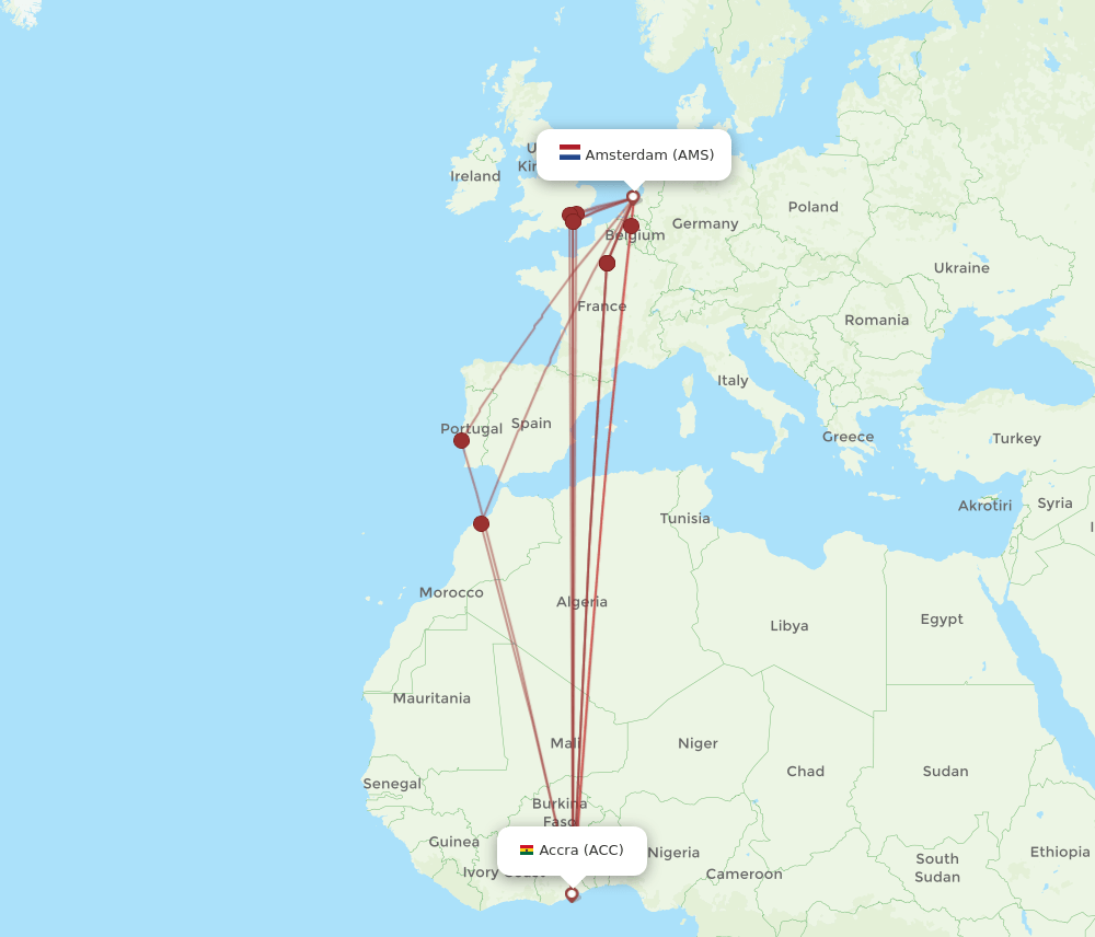 AMS-ACC flight routes