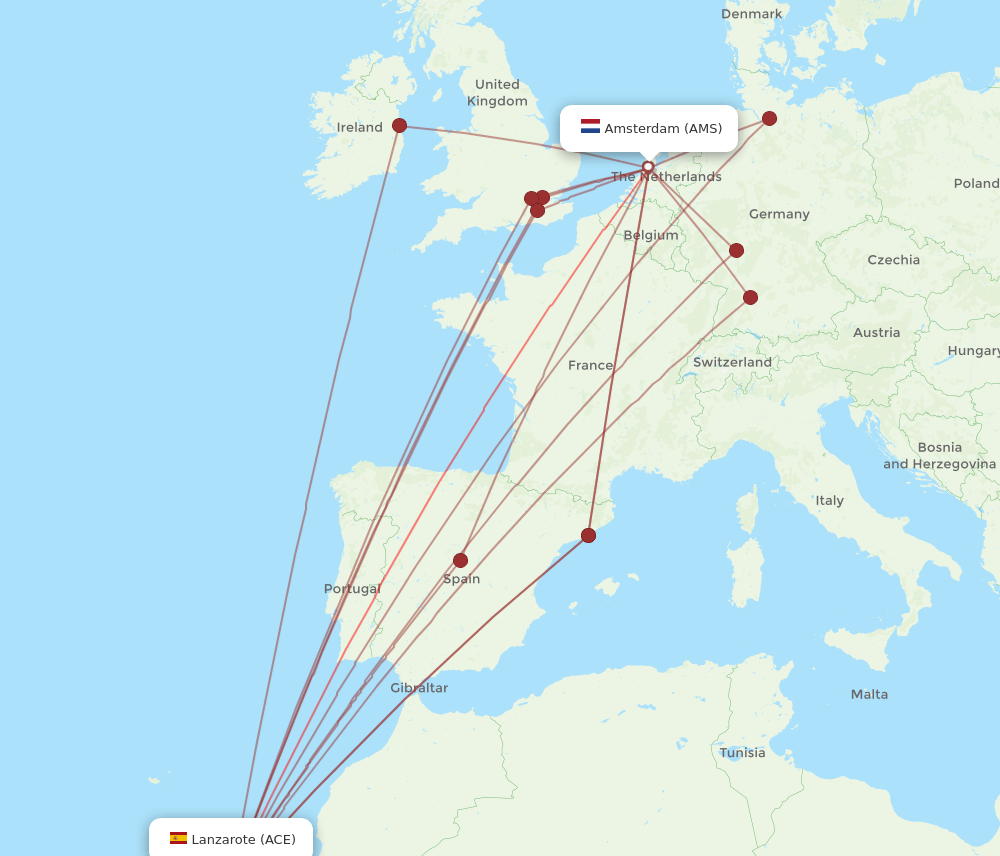 AMS-ACE flight routes