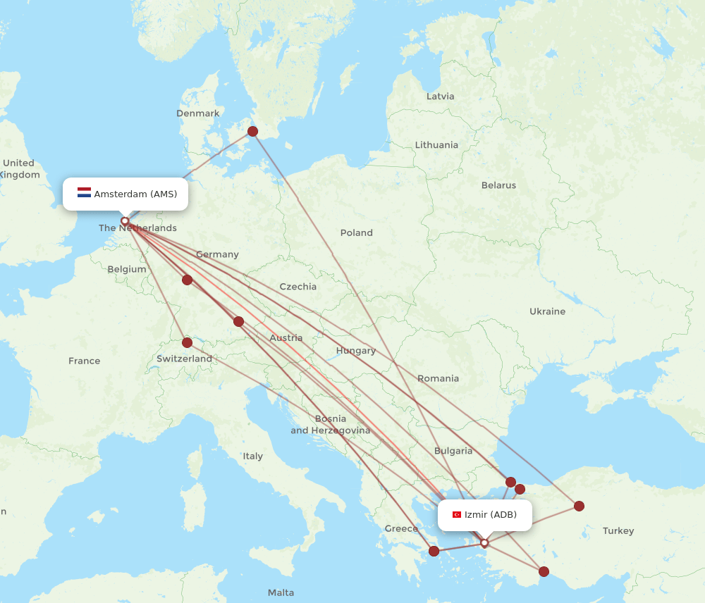 AMS to ADB flights and routes map