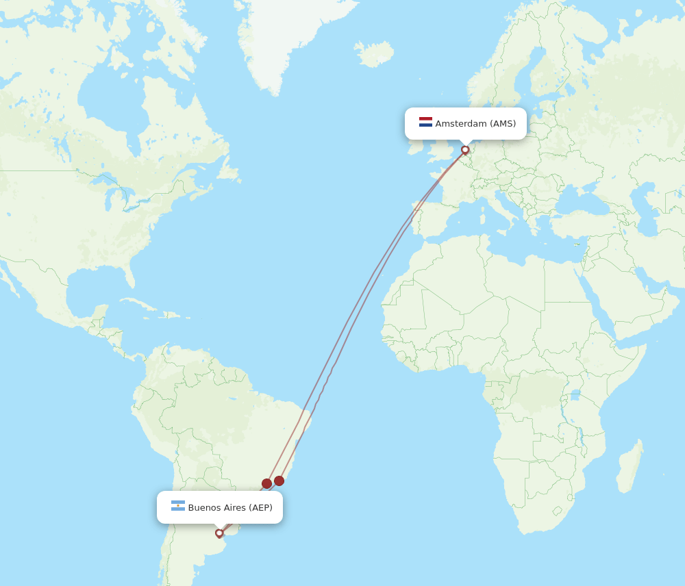 AMS-AEP flight routes