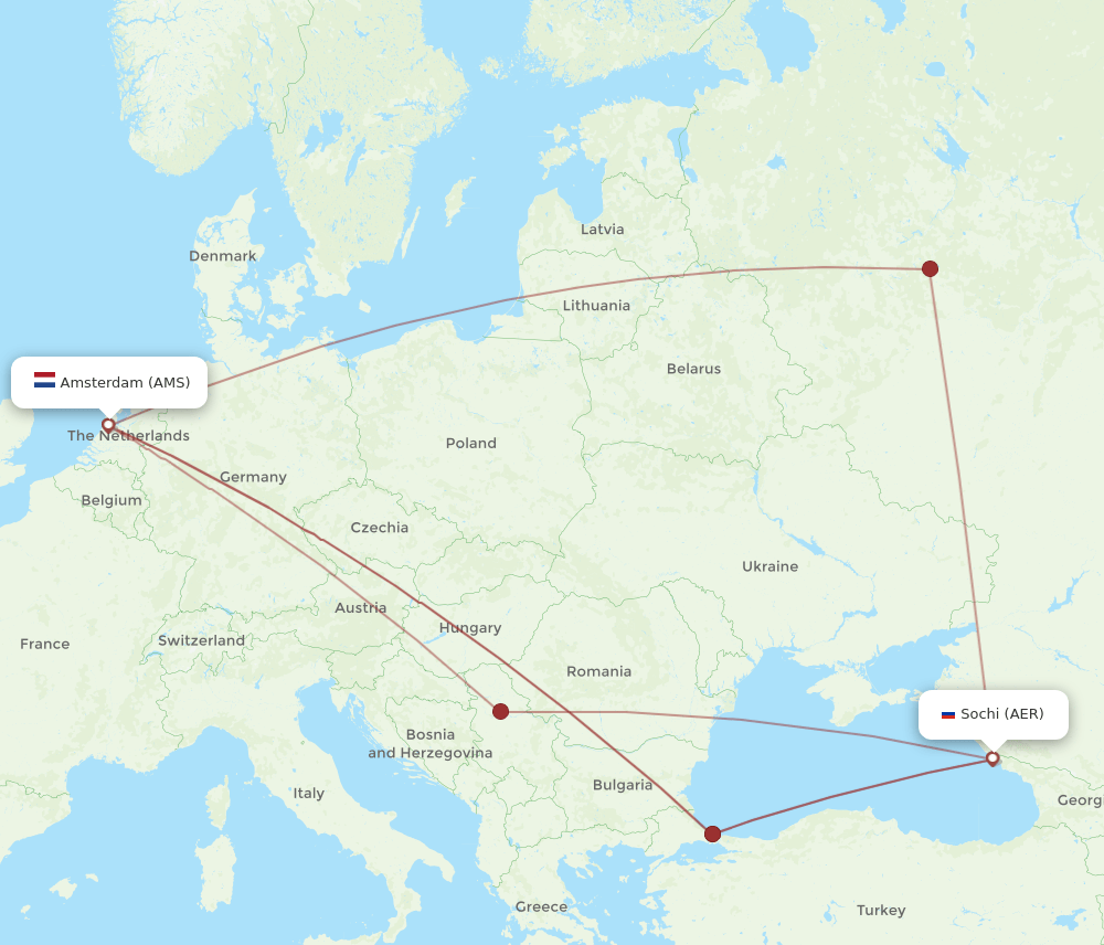 AMS-AER flight routes