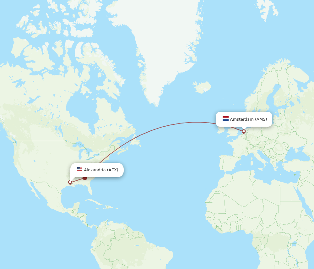 AMS-AEX flight routes