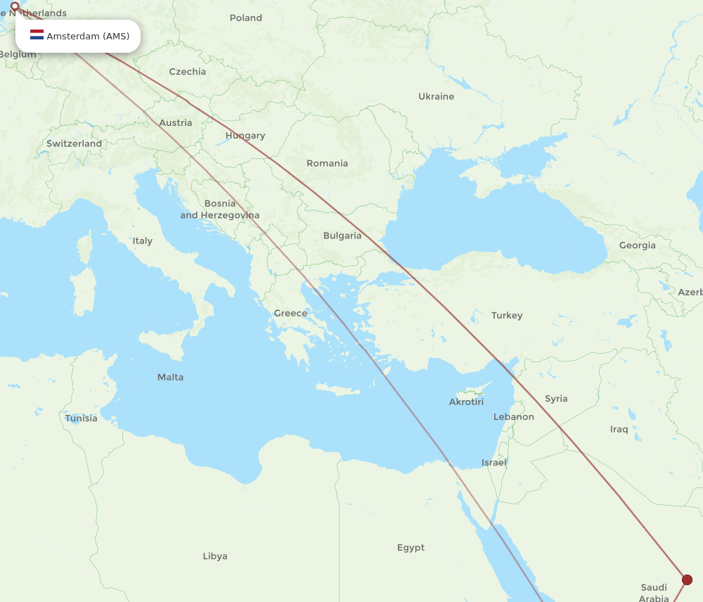 AMS-AHB flight routes