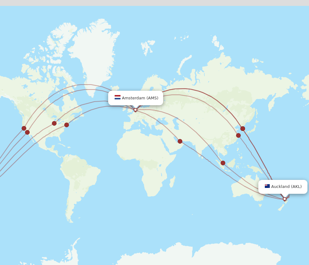 AMS-AKL flight routes