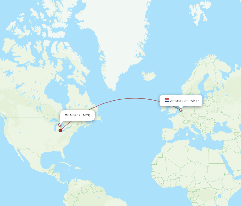 AMS-APN flight routes
