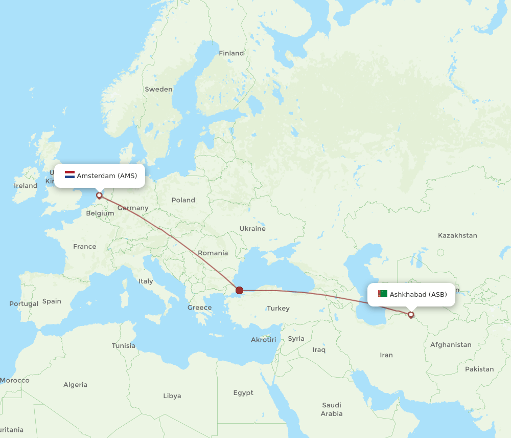 AMS-ASB flight routes