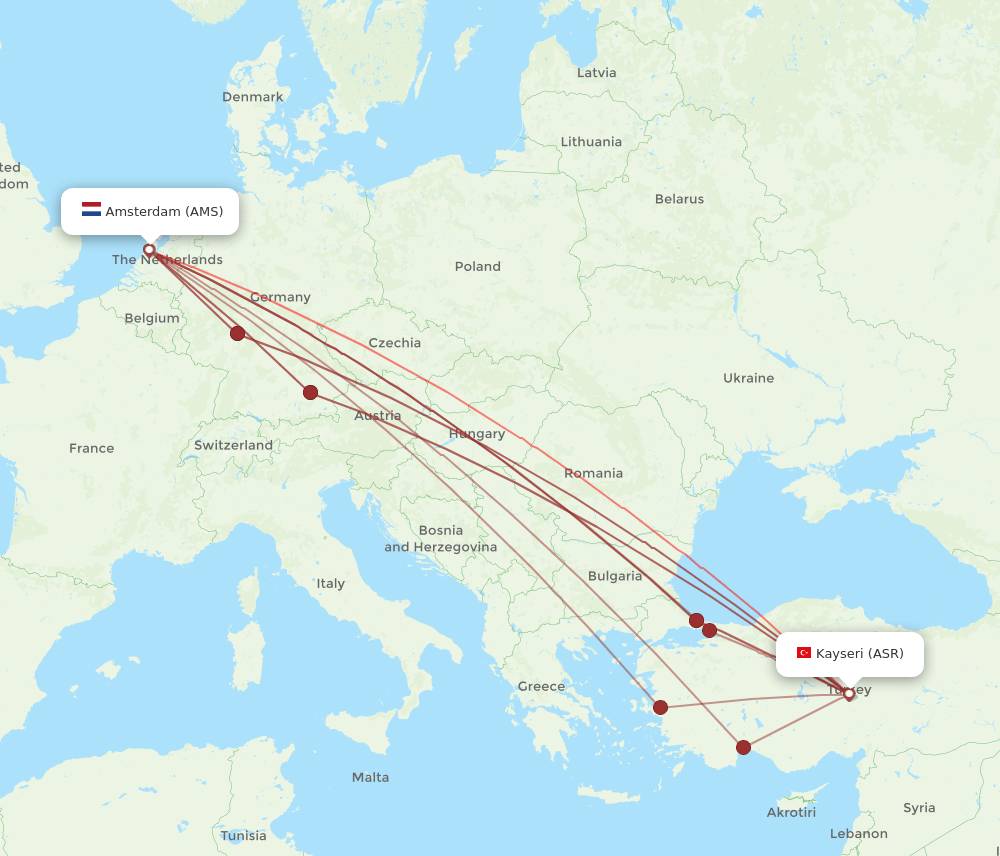 AMS-ASR flight routes