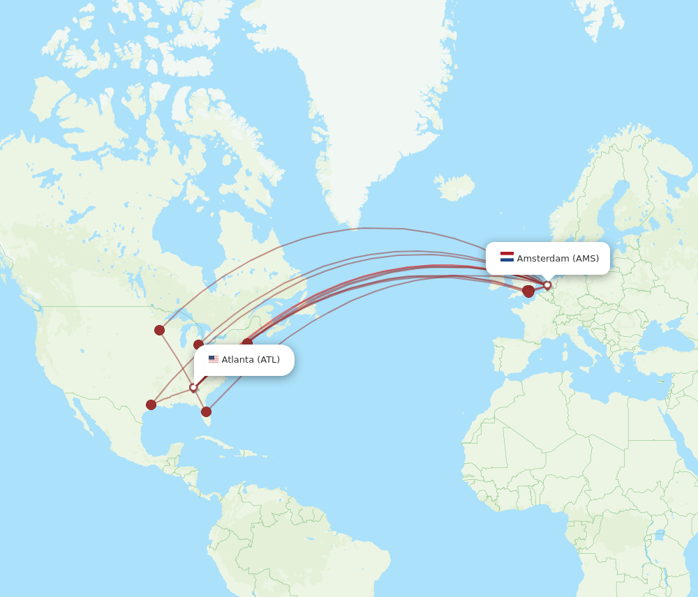 AMS-ATL flight routes