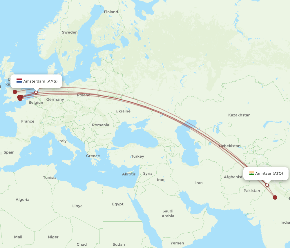 AMS-ATQ flight routes