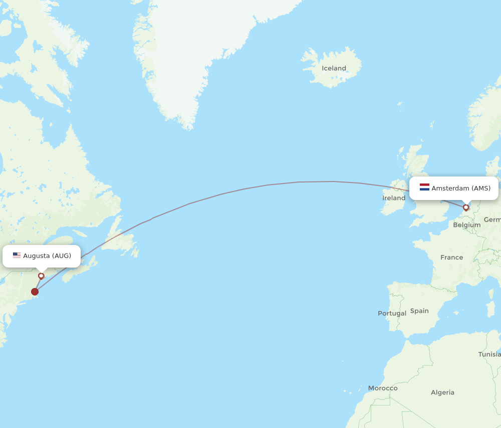 AMS-AUG flight routes