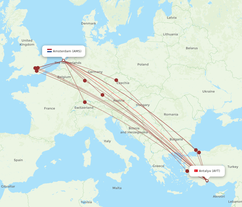 AMS-AYT flight routes