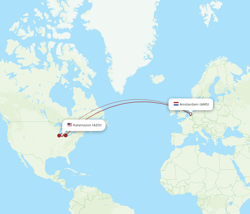 AMS-AZO flight routes