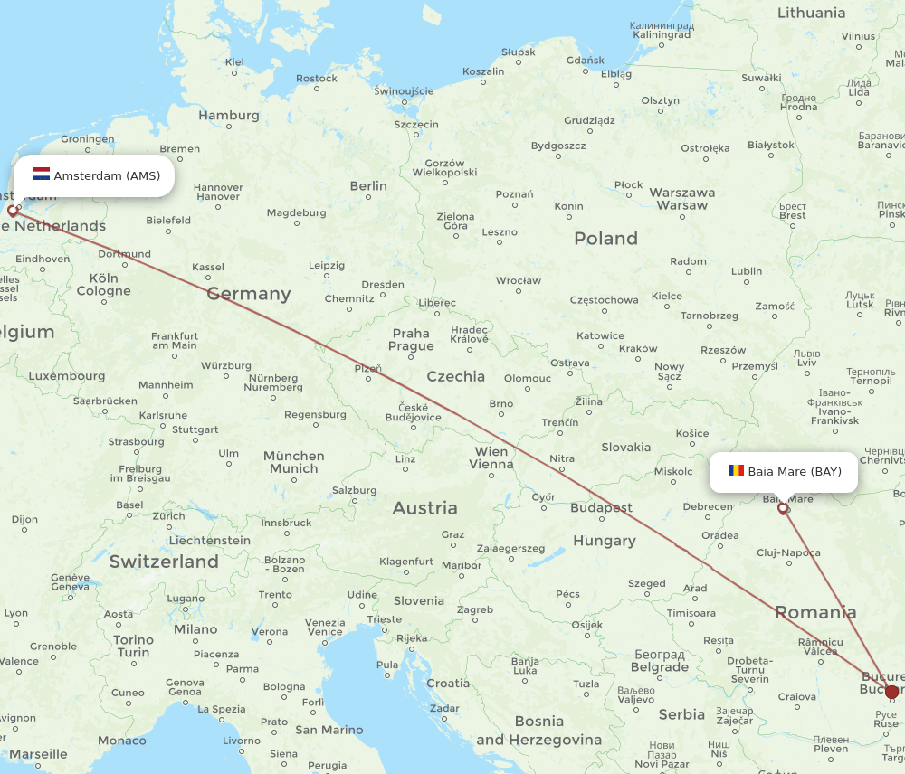 AMS to BAY flights and routes map