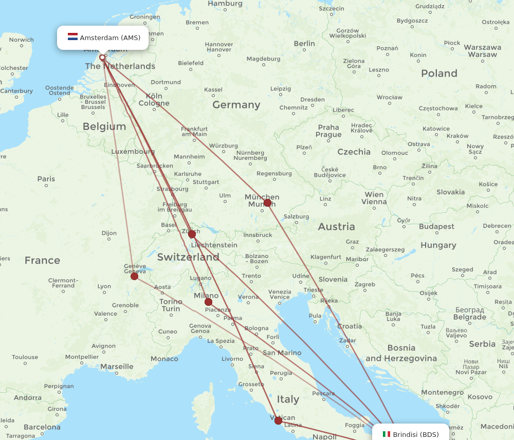 AMS to BDS flights and routes map