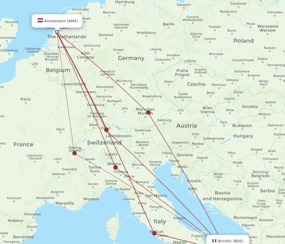 AMS to BDS flights and routes map