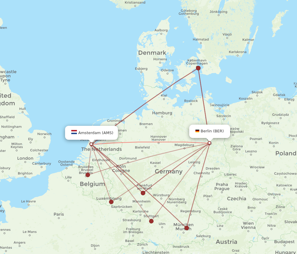 AMS to BER flights and routes map