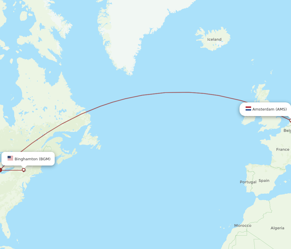 AMS-BGM flight routes