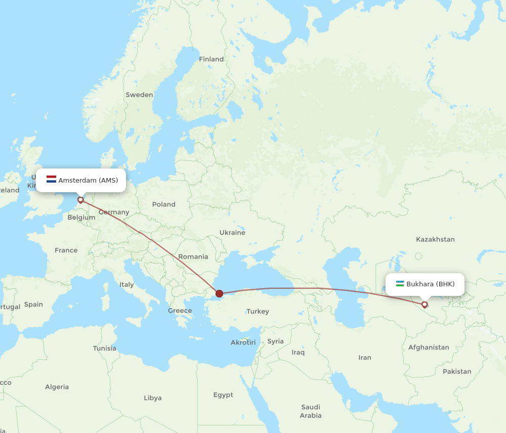 AMS-BHK flight routes