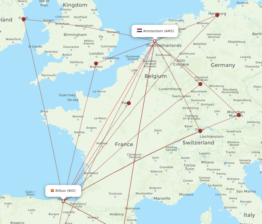 AMS-BIO flight routes