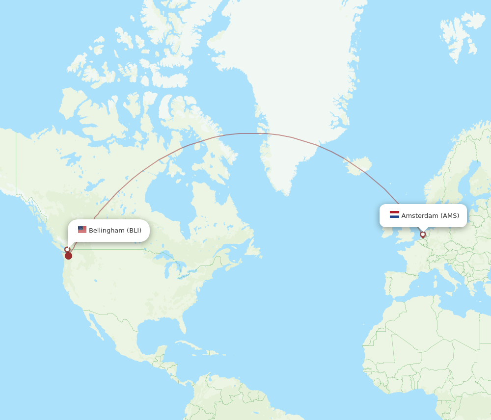 AMS to BLI flights and routes map