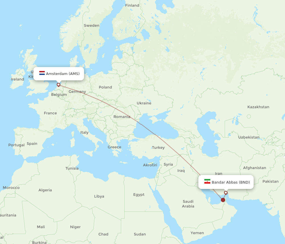 AMS to BND flights and routes map