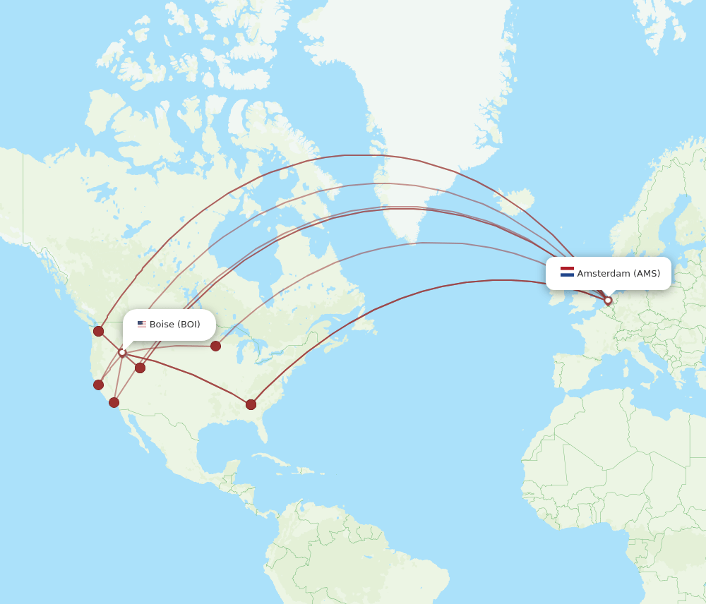 AMS-BOI flight routes
