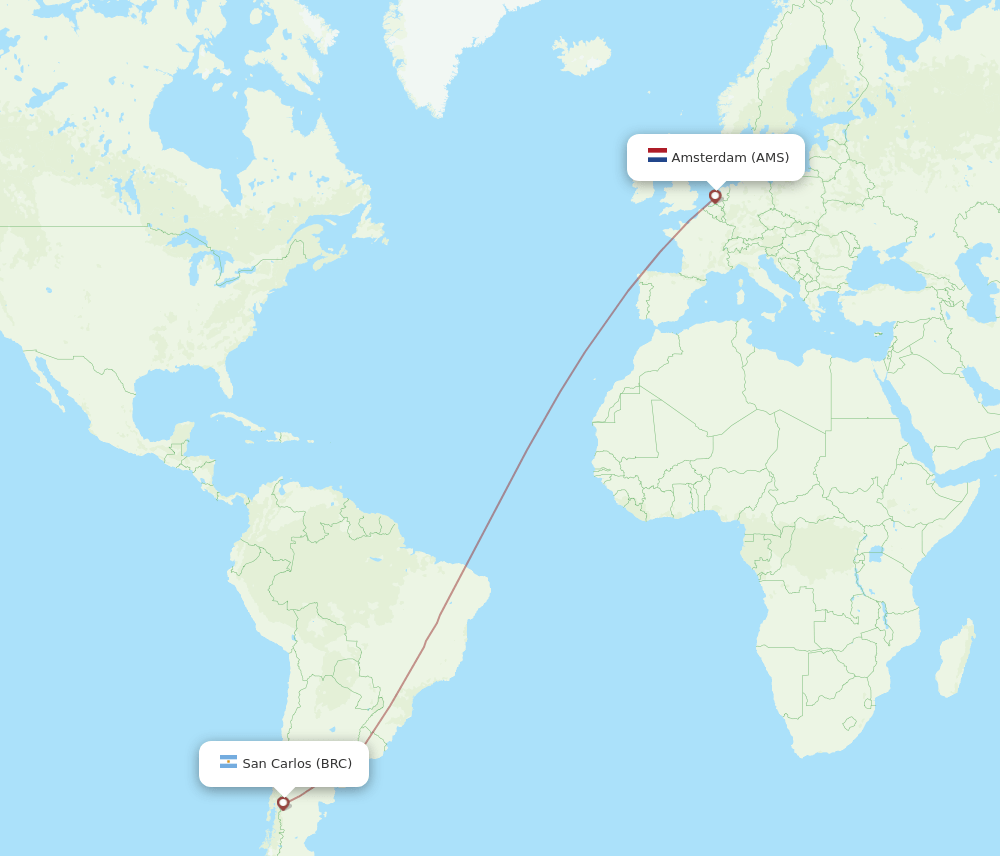 AMS to BRC flights and routes map