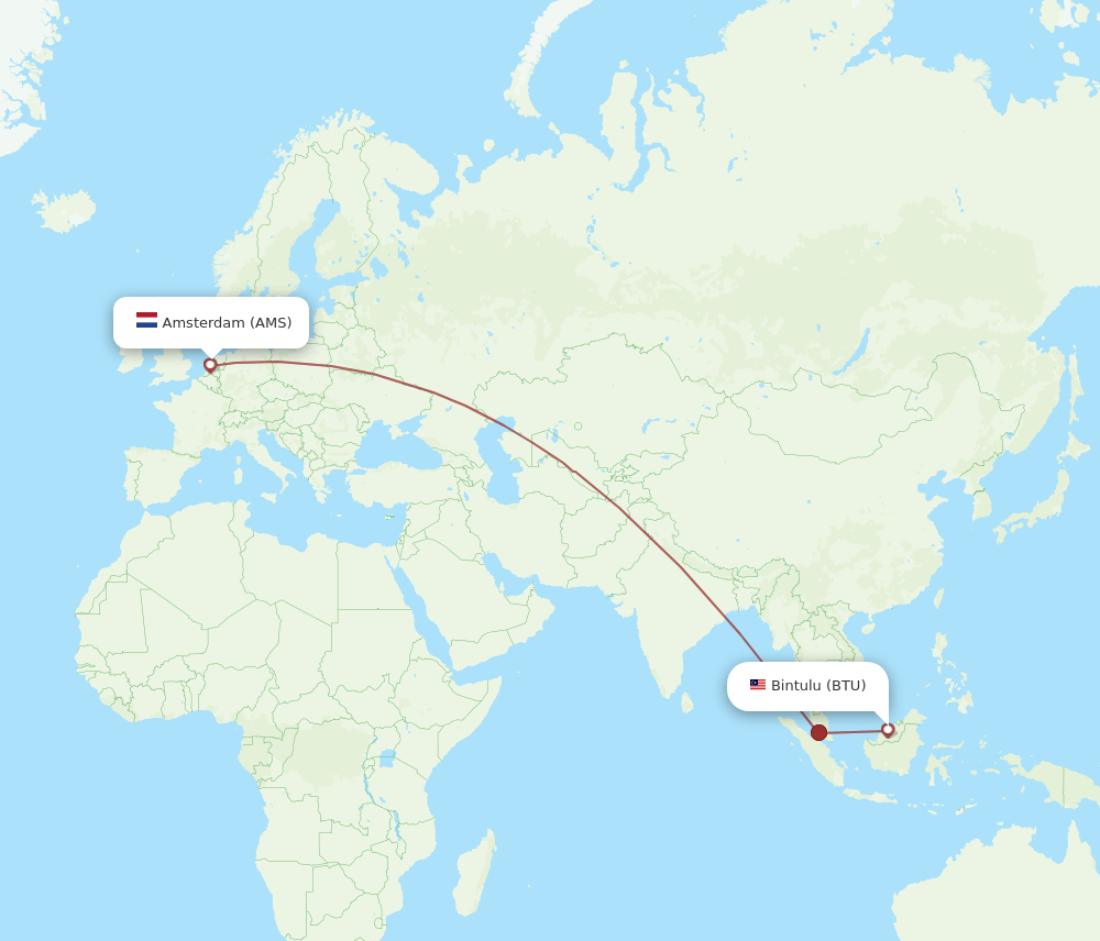 AMS-BTU flight routes