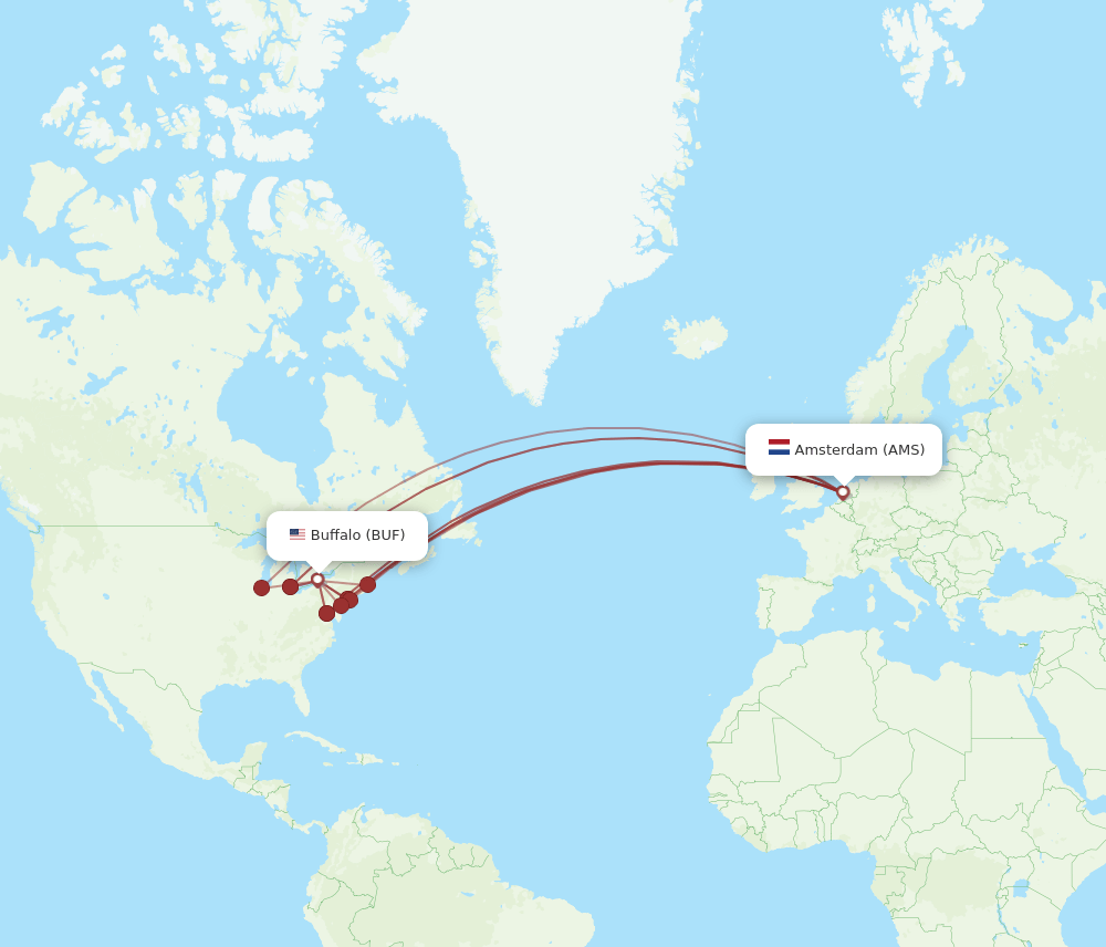 AMS-BUF flight routes