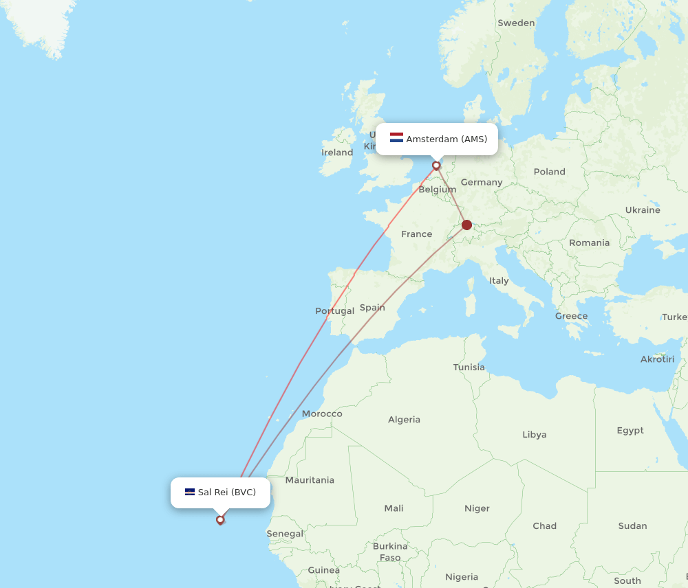 AMS to BVC flights and routes map