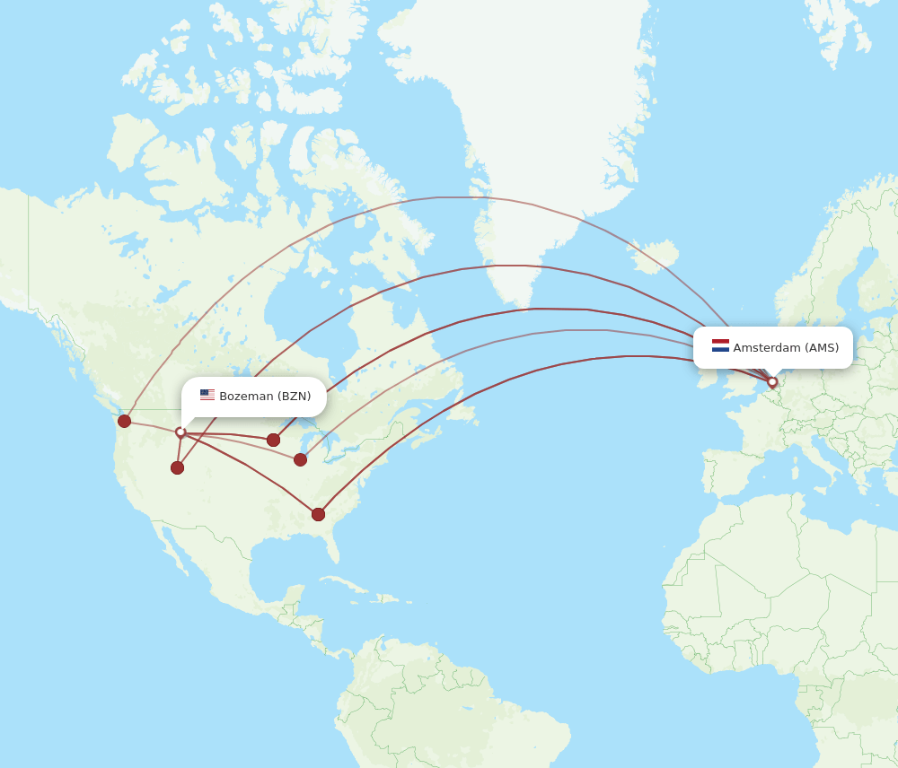 AMS-BZN flight routes